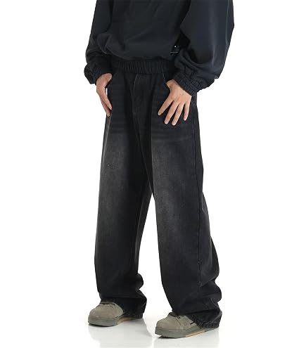 Men Normcore Jeans Grunge Y2k Pants with Pockets Straight Leg